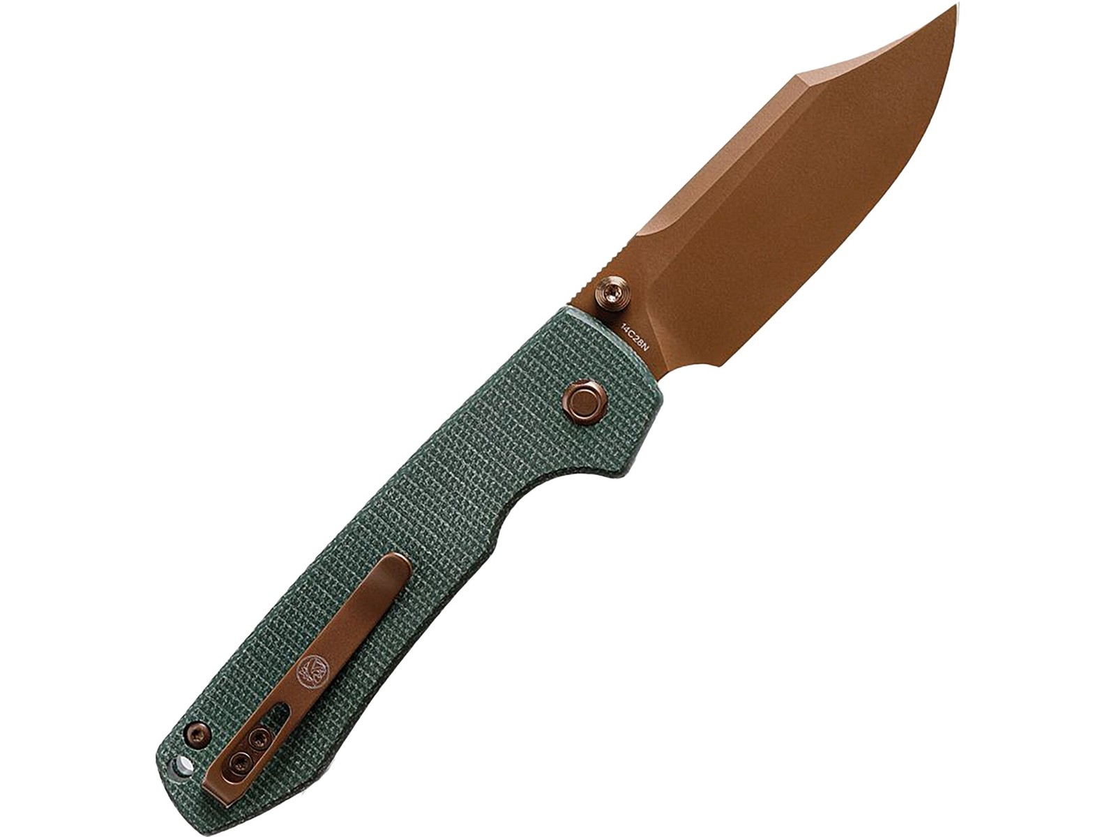 Vosteed Raccoon Top Liner Lock Pocket Knife 3.25″ Bowie Sandvik 14C28N Copper