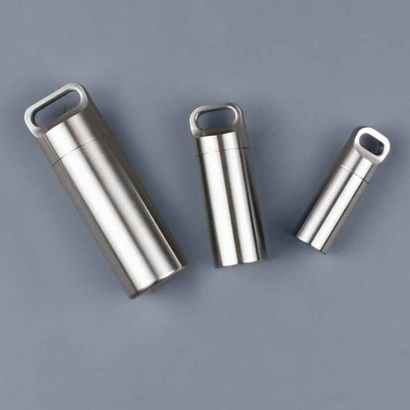 Hight Stainless Steel Waterproof Charm Pendant Pill Storage Container EDC Tool