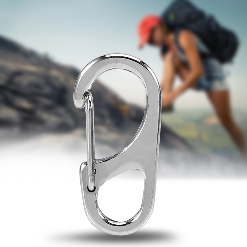 5PCS Locking Carabiner Keychain Tool For Camping Silver Excellent
