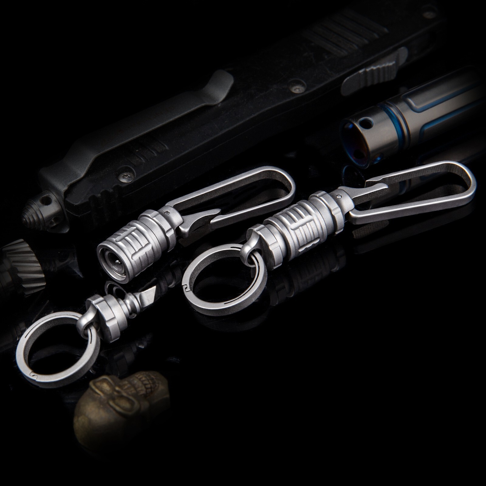 360 Degree Titanium Integrated Belt Universal Quick Release Buckle EDC Keychain