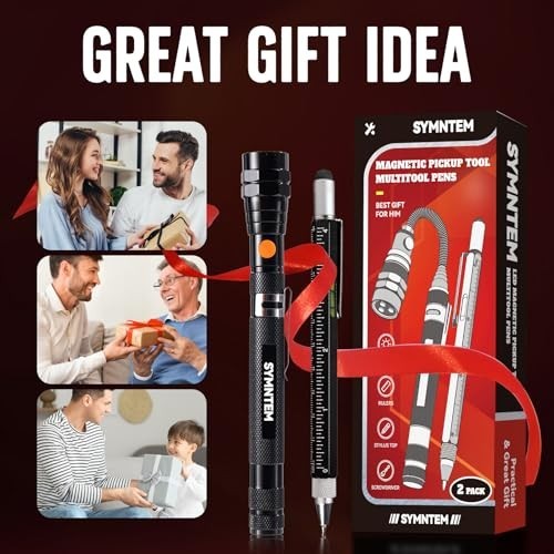 6-in-1 Magnetic Pickup Tool & Multitool Pen with Stylus, Rulers, Screwdrivers –