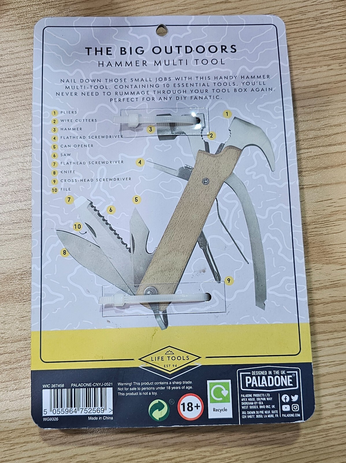 The Big Outdoors Multi Tool Hammer Can Opener Saw Pliers File 10 Tools In 1 New