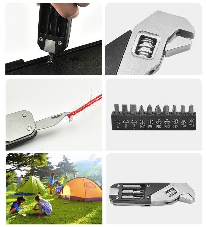 Portable Multi-function Wrench Folding Tool For Bike Motorcycle Outdoor Camping