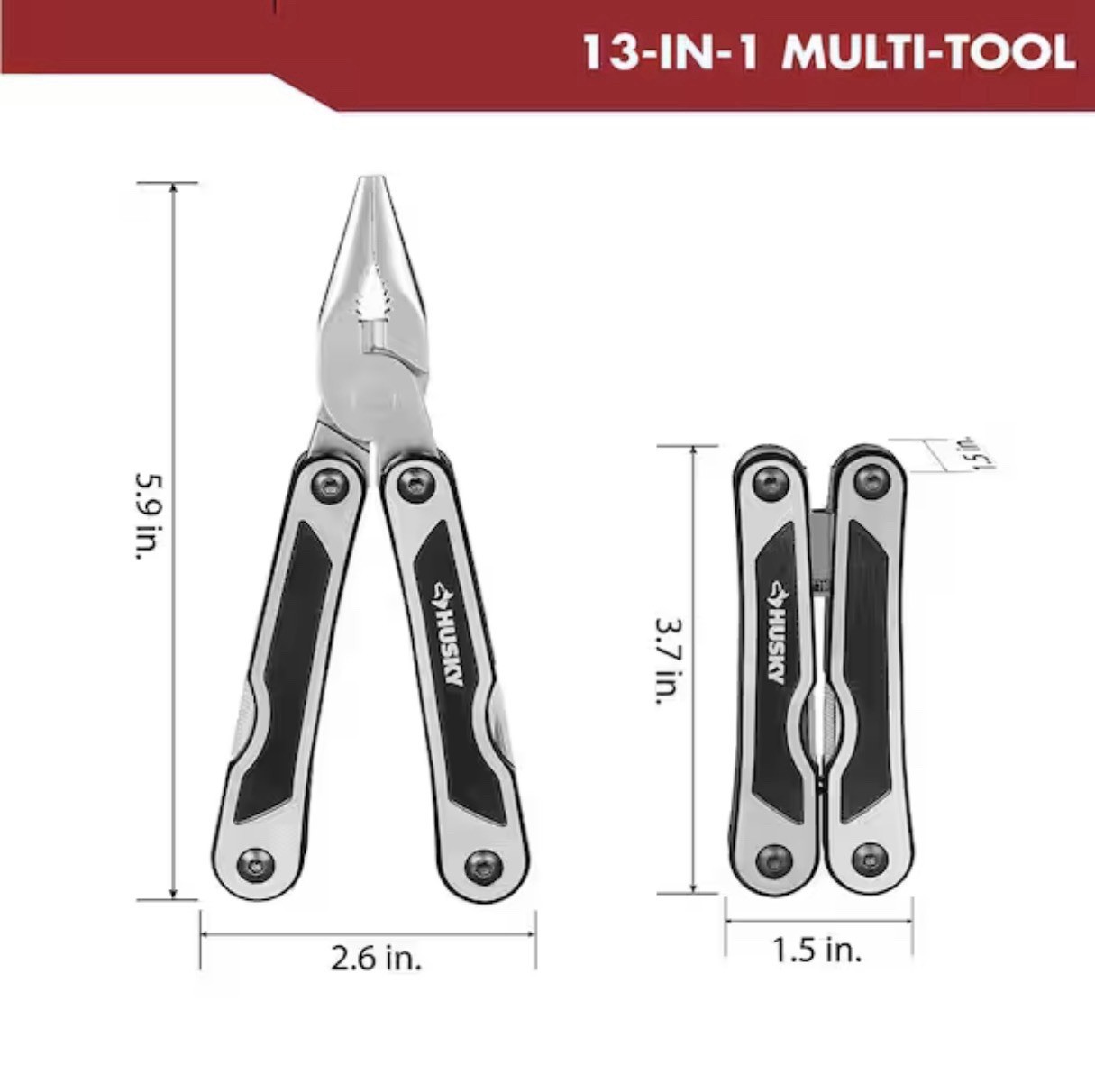 Husky 91957, 13-in-1 Multi-Tool Stainless Steel – Guaranteed Lifetime
