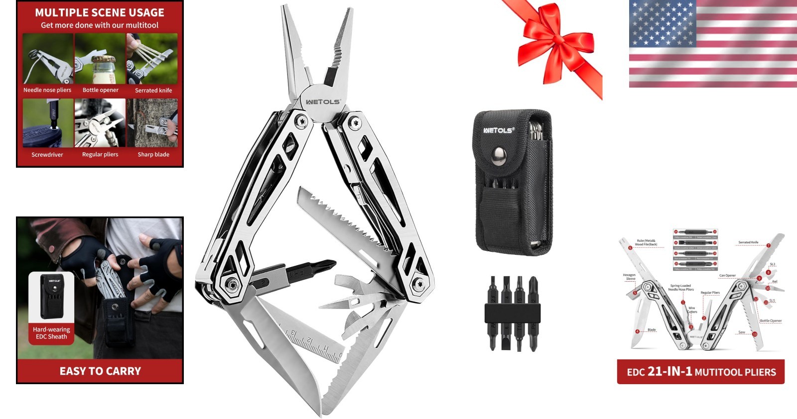 Versatile 21-in-1 Multitool with EDC Sheath – Essential for Home and Outdoor Use