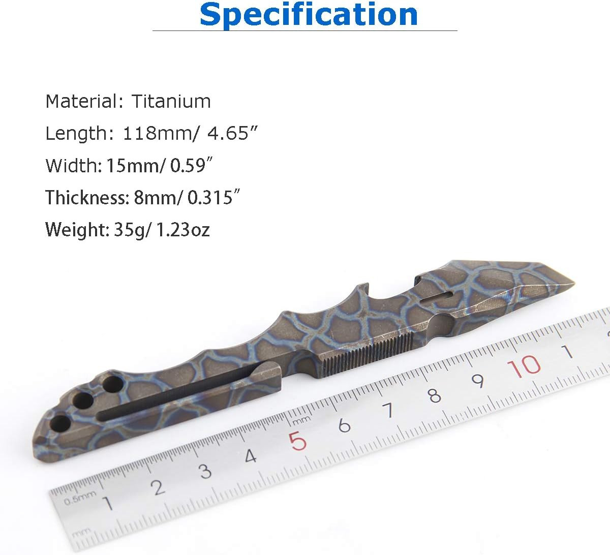 Titanium Pry Bar Multi Tool 4.65″ with Bottle Opener Box Opener Pocket Clip Func
