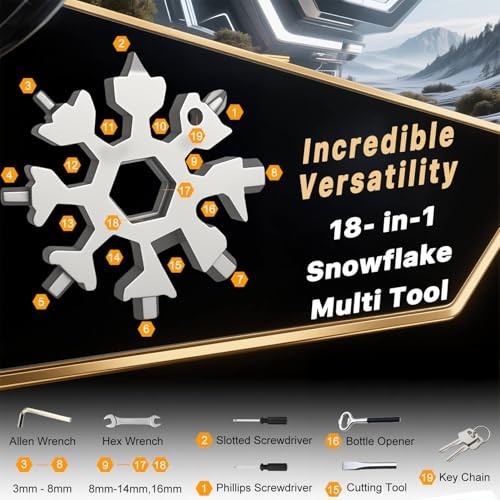 18-in-1 Snowflake Multi Tool 2 Pack – Perfect Stocking Stuffers, White Elephant