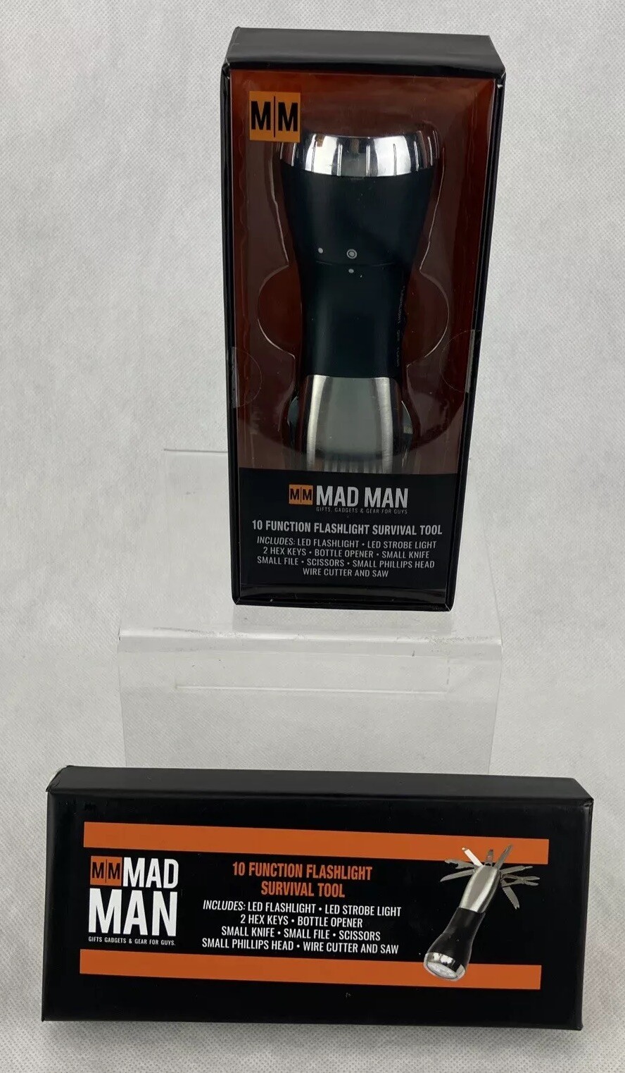 Mad Man 10 Function Flashlight Survival Tool Strobe Light Saw Dad Gift Hex Keys
