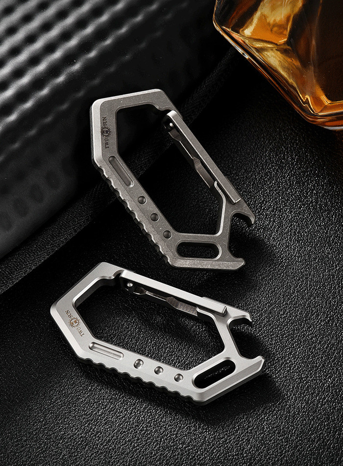 EDC Titanium Keychain Carabiner Car Keys Holder Organizer w/ Bottle Opener Tool