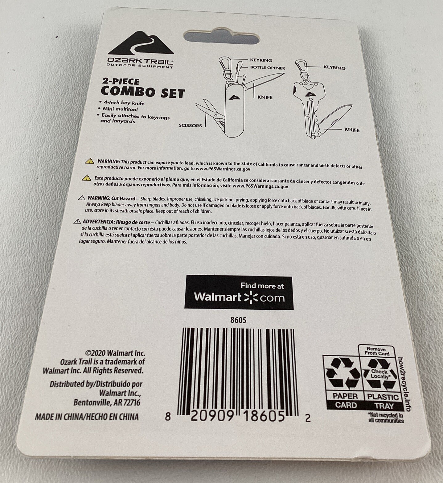 Ozark Trail Outdoor Equipment 2 Piece Combo Set Keyring Knife Mini Multitool New