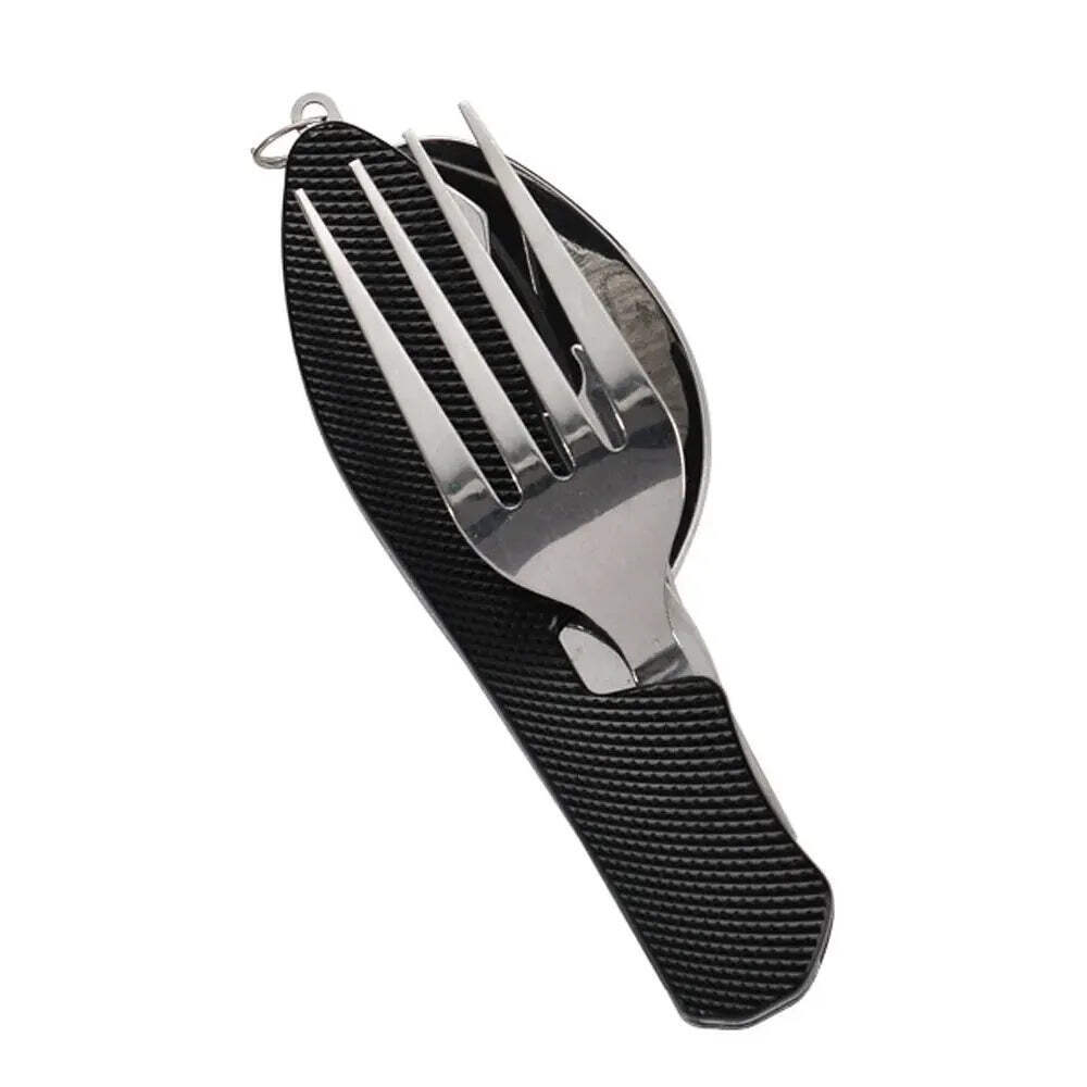 Foldable Camping Utensil Set – Multi-Functional Knife, Fork, Spoon Combo For Out