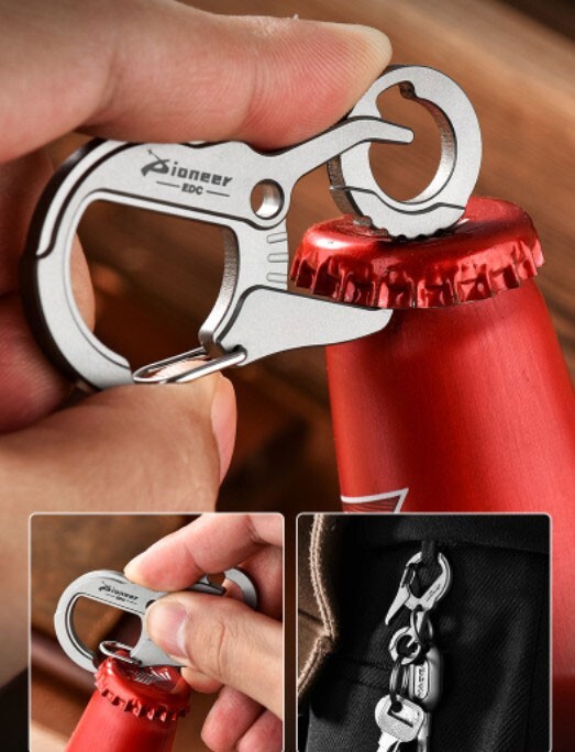 EDC Titanium Alloy Multi tools Personalize Keychain Bottle Opener Outdoor Buckle