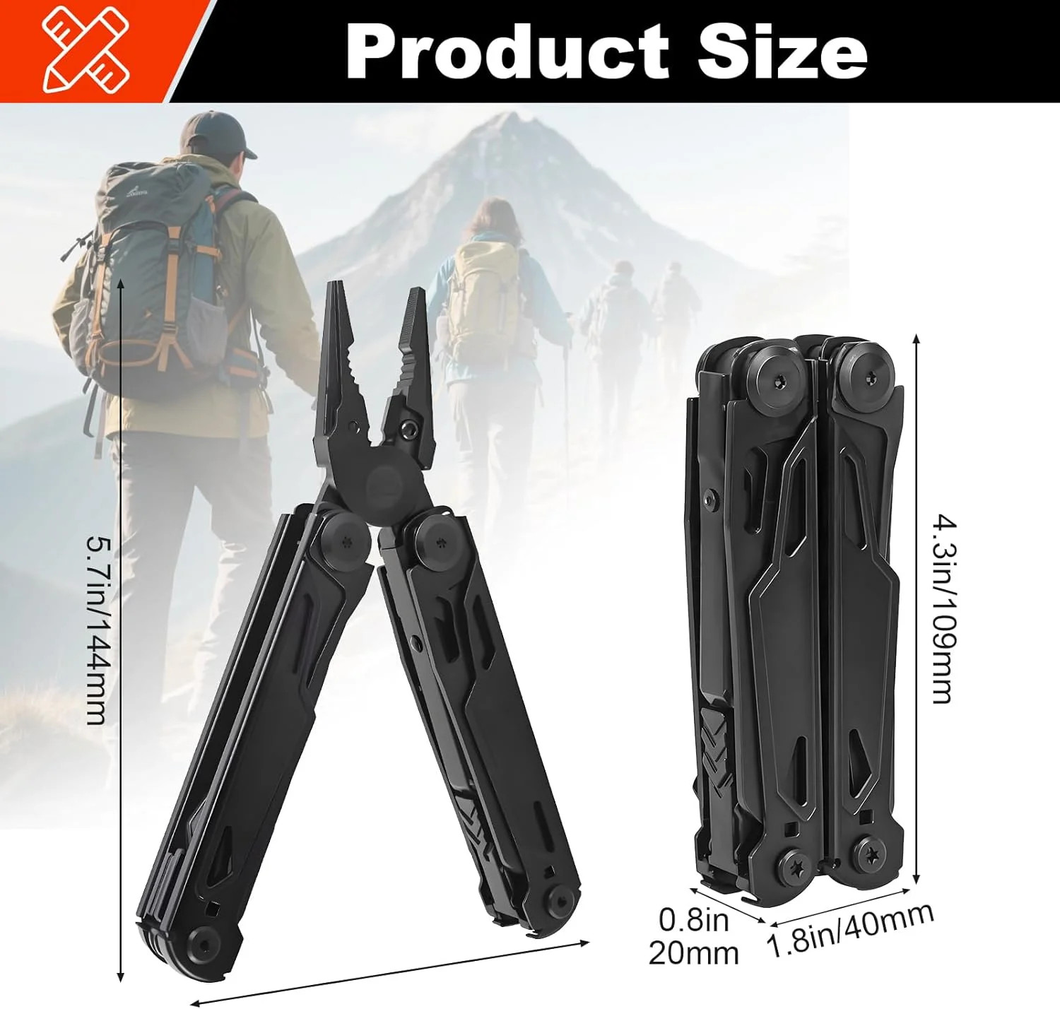 Multitool, 28-in-1 Stainless Steel Multi-Tool with Pocket Knife, Self-locking Pl