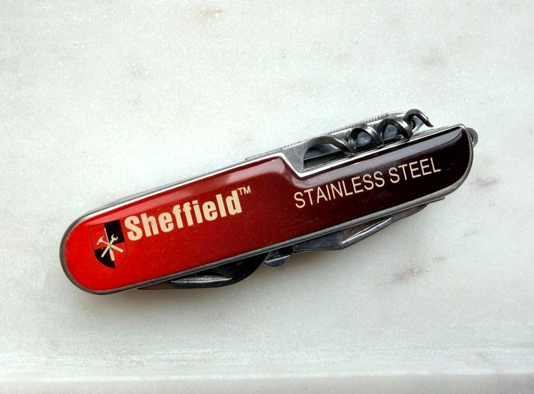 Sheffield Stainless Steel Multi-Tool Pocket Knife Corkscrew Saw Scissors & More