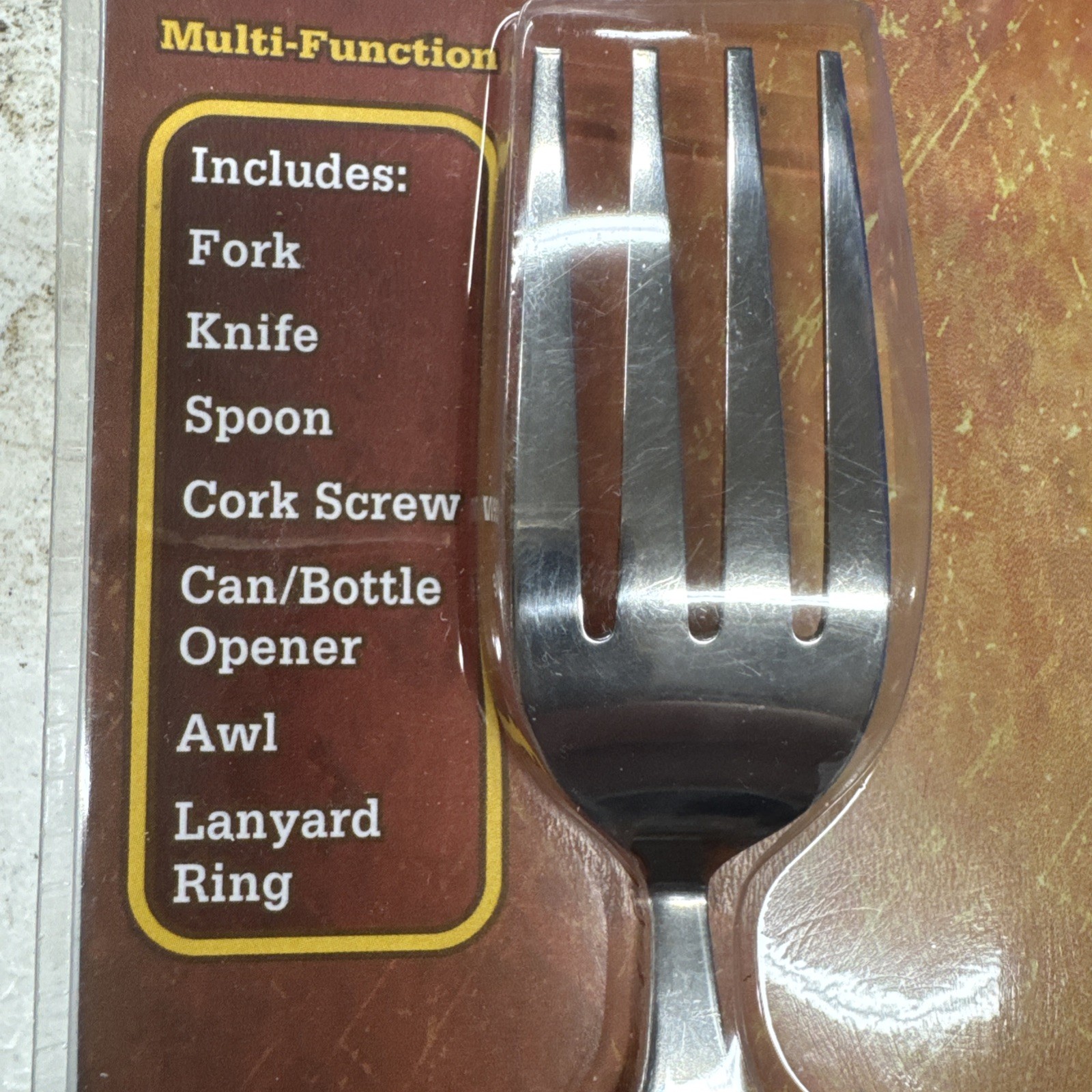 OZARK TRAIL 7 In 1 Utensil Spoon Fork Knife Awl Can/Bottle Opener Cork Screw