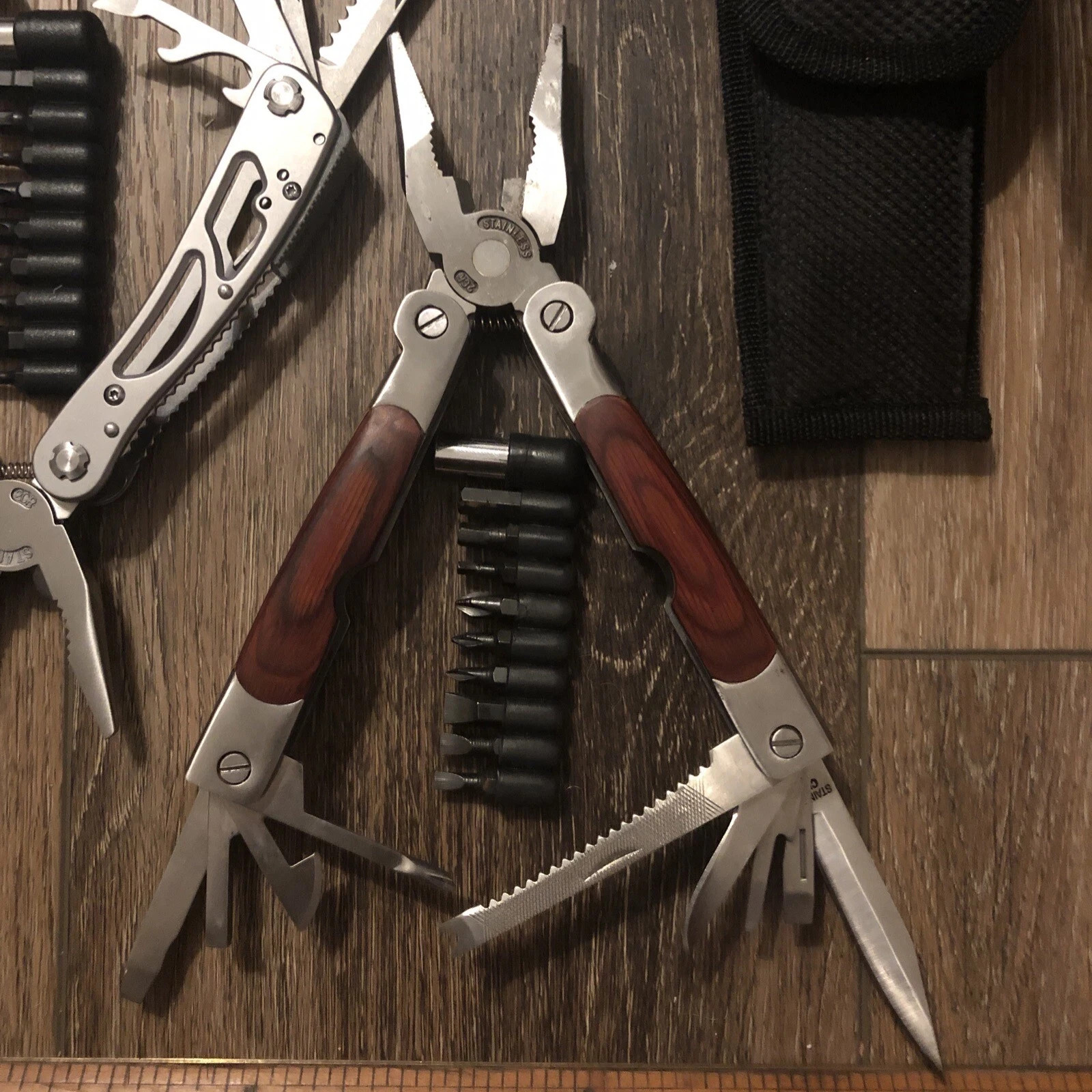 Lot of 2 Winchester Multi-Tools: Winframe & 2CR Wood Handle with Sheaths & Bits