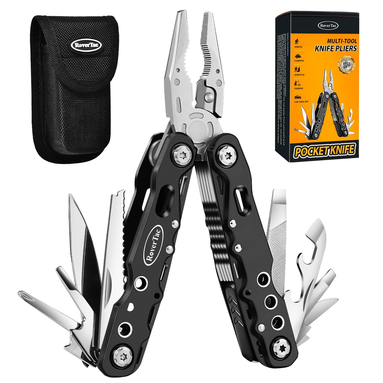 Multitool Pliers Pocket Knife, 14 in 1 Multi Tool Knife Pliers Saw Bottle Ope…