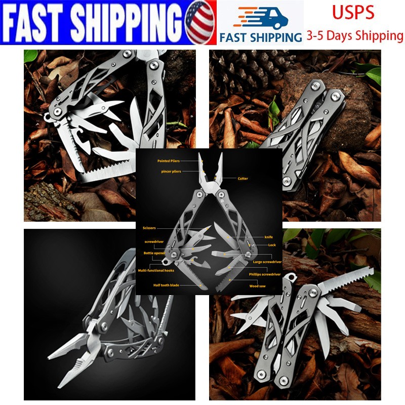 Needle Nose Pliers Wire Cutter 12 In 1 EDC Multi Plier Multitool Pocket Knife