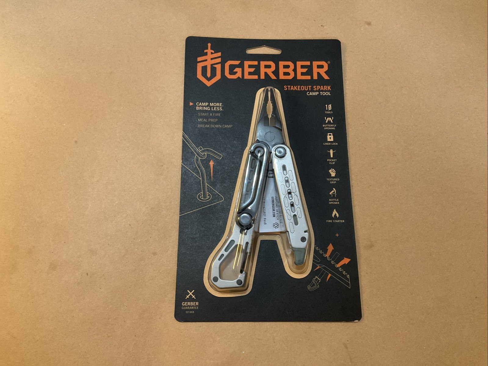 Gerber Stakeout Spark 10 Tools In 1 Pocket Clip Ferro Rod Baltic Haze Color