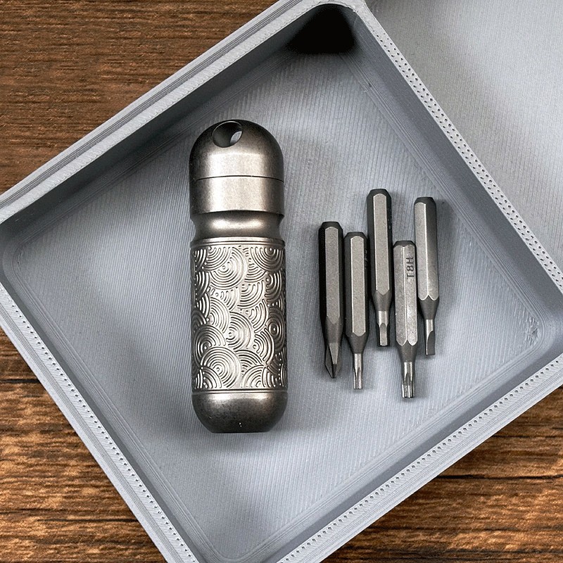 Titanium Pocket Mini Waterproof Holder with Bits Portable EDC OutdoorTools Gift
