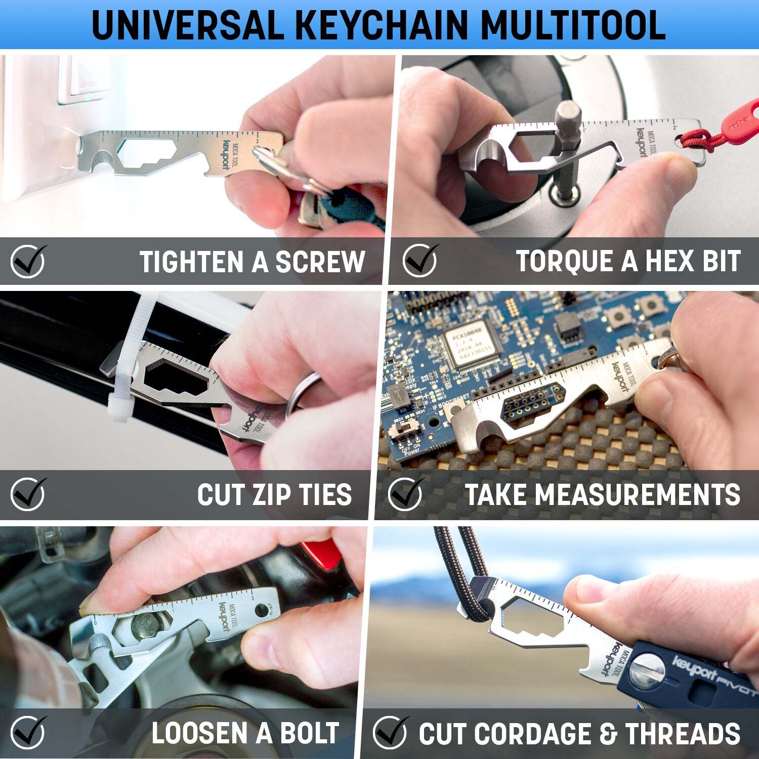 Keyport MOCA 10-in-1 Keychain Multitool | EDC Multi Tool – Prybar, Bottle Opener