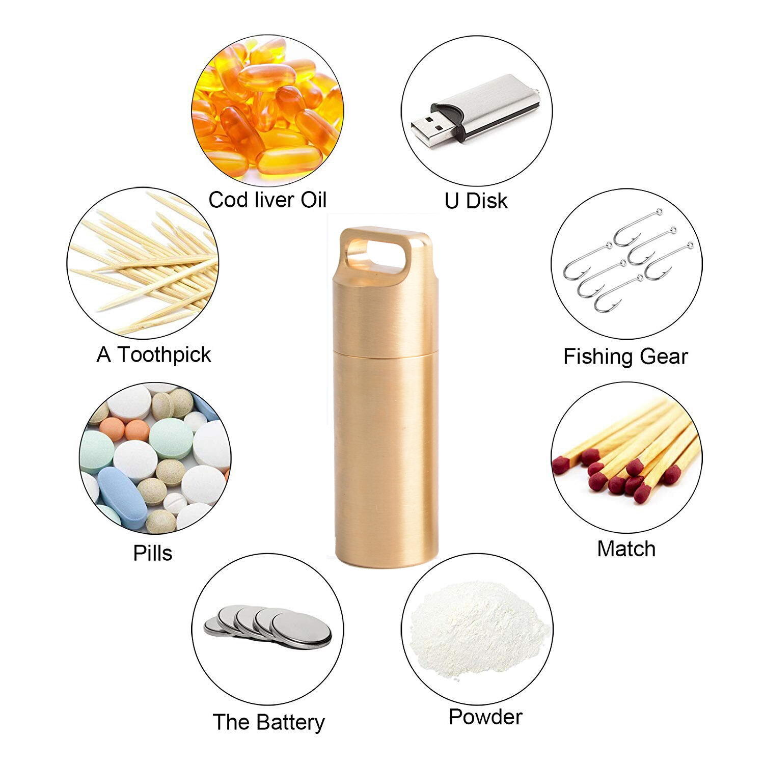 Solid Brass Survival Multi EDC Tools Waterproof Key Storage Container Pill Box