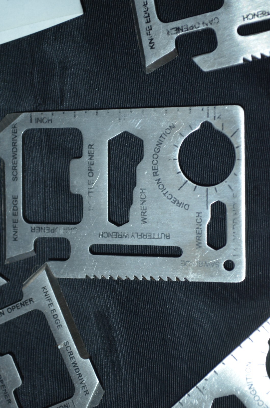 Wallet Multi Survival Tool Stainless Steel Credit Card Size Thin 11 in 1 Marked
