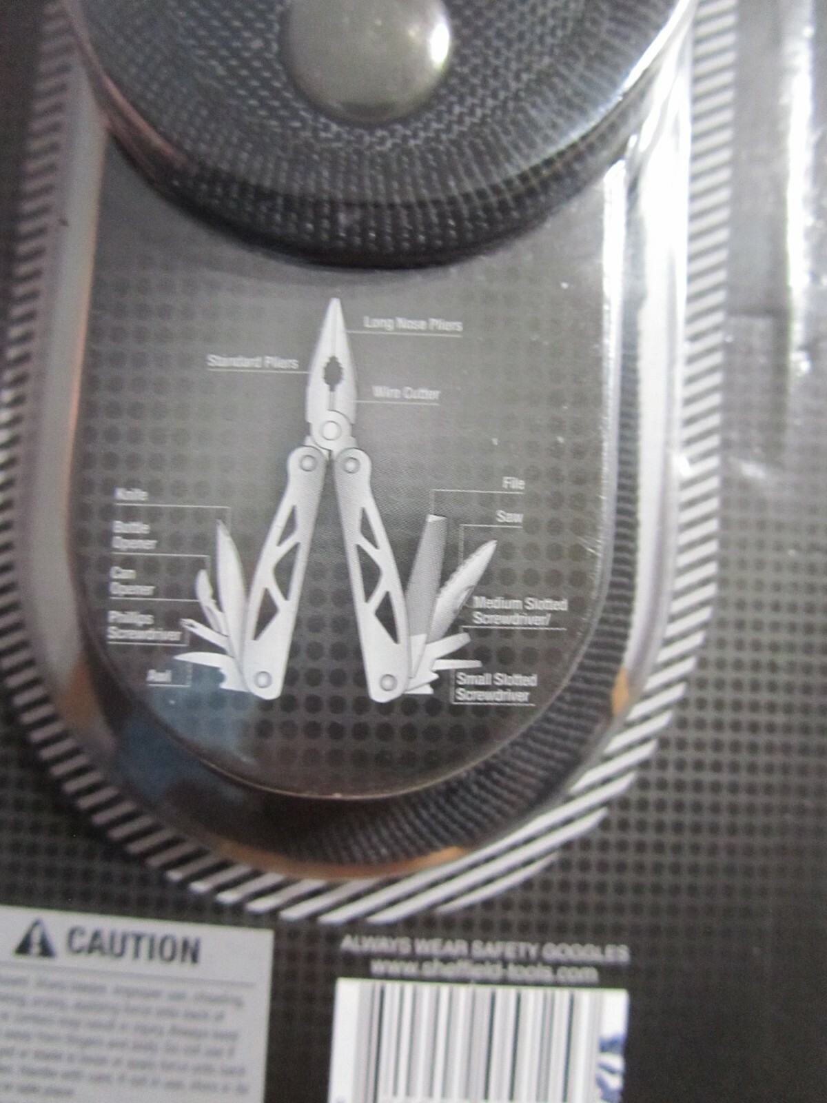 K18 NIP Genuine Sheffield 12-N-1 Multitool & Sheath, Stainless #5725