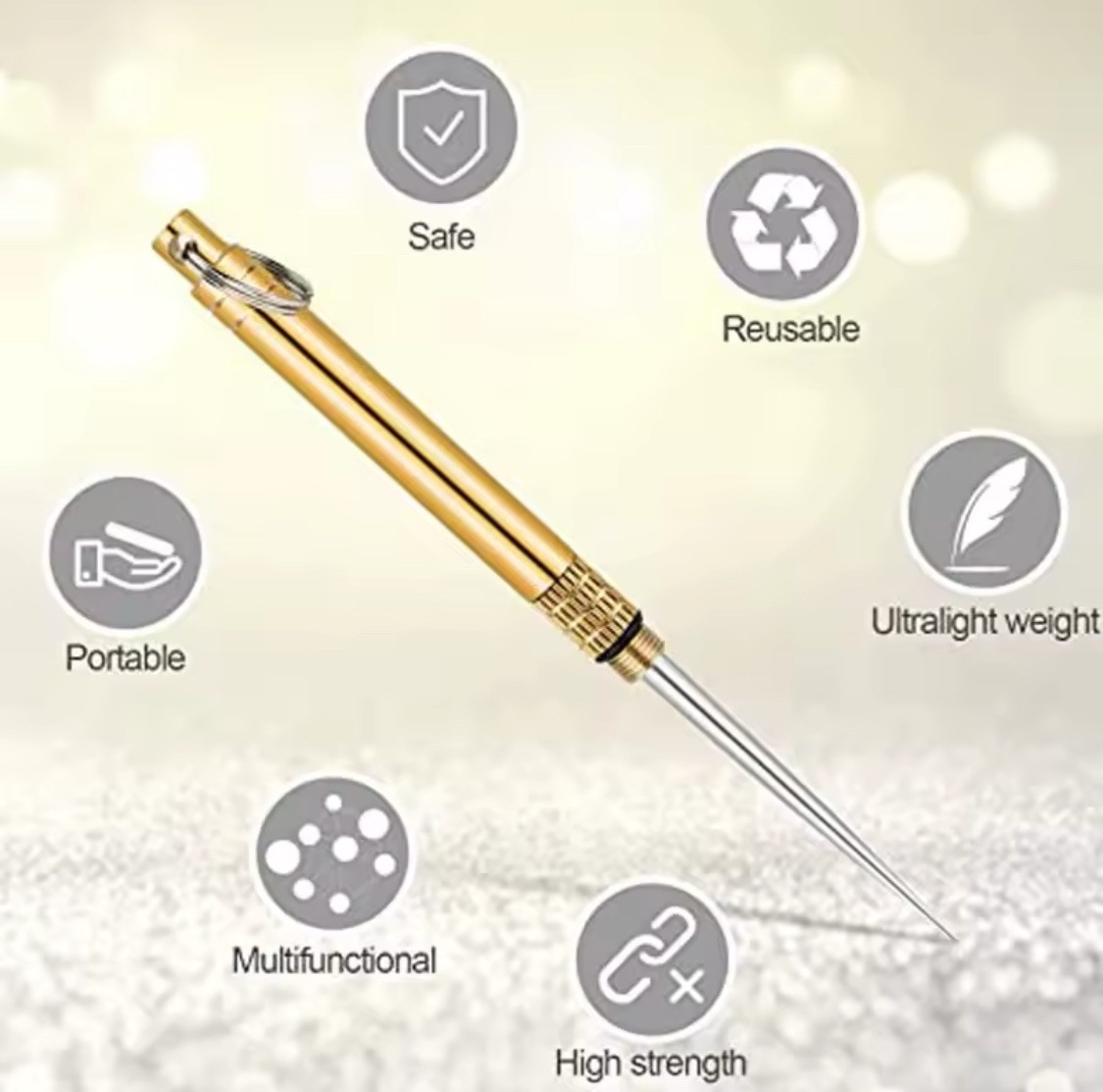 5PC Outdoor Camping Titanium Toothpick Holder Fruit Fork Keychain Floss Travel