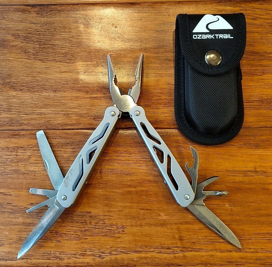 Ozark Trail 12-in-1 Multi Tool Silver Folding Pliers with Belt Sheath