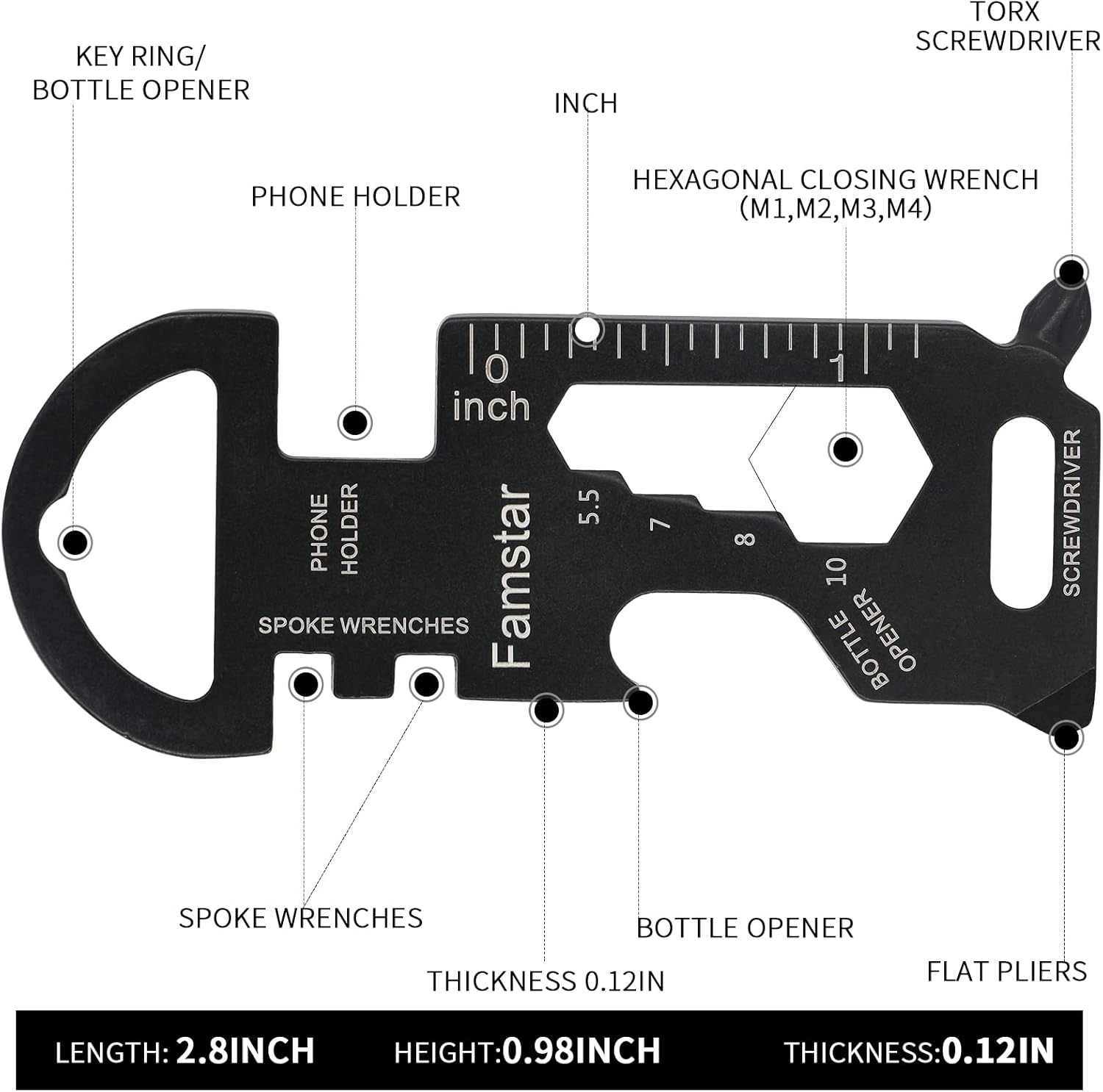 Keychain Multi-Tool 3Pack Metal Pocket Tool Portable No Rust Wrench for Screw,Ru