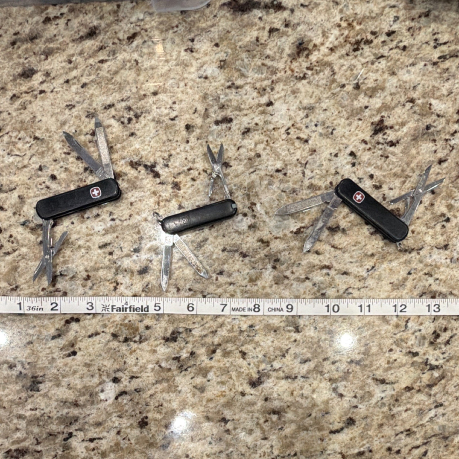 (3) Wenger USST Multi-Tool Black Stainless Steel Knife Scissors Nail File