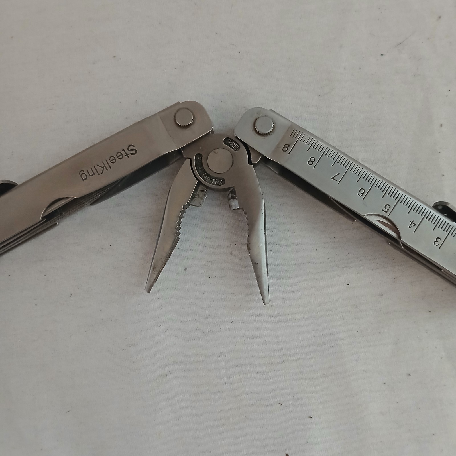 Steelking Leatherman Type Multi Tool Loaded W/ Quality Tools Black Satin Pouch