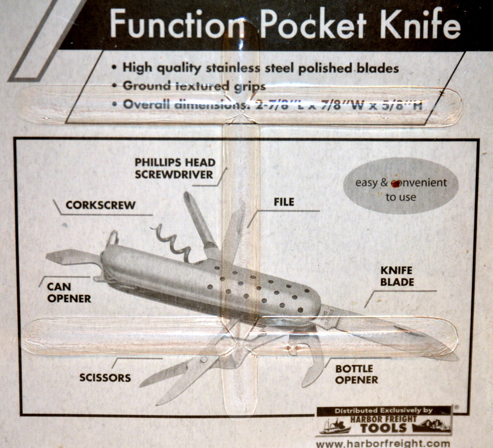7 Function Pocket Knife – Stainless Steel – Corkscrew, Scissor, Opener New