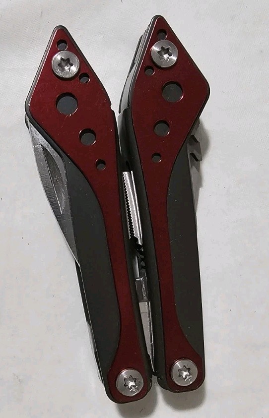 Genuine Cabela’s 7-in-1 Mini Multi-Tool Carry Knife Pliers EDC Red W/ Carry Case