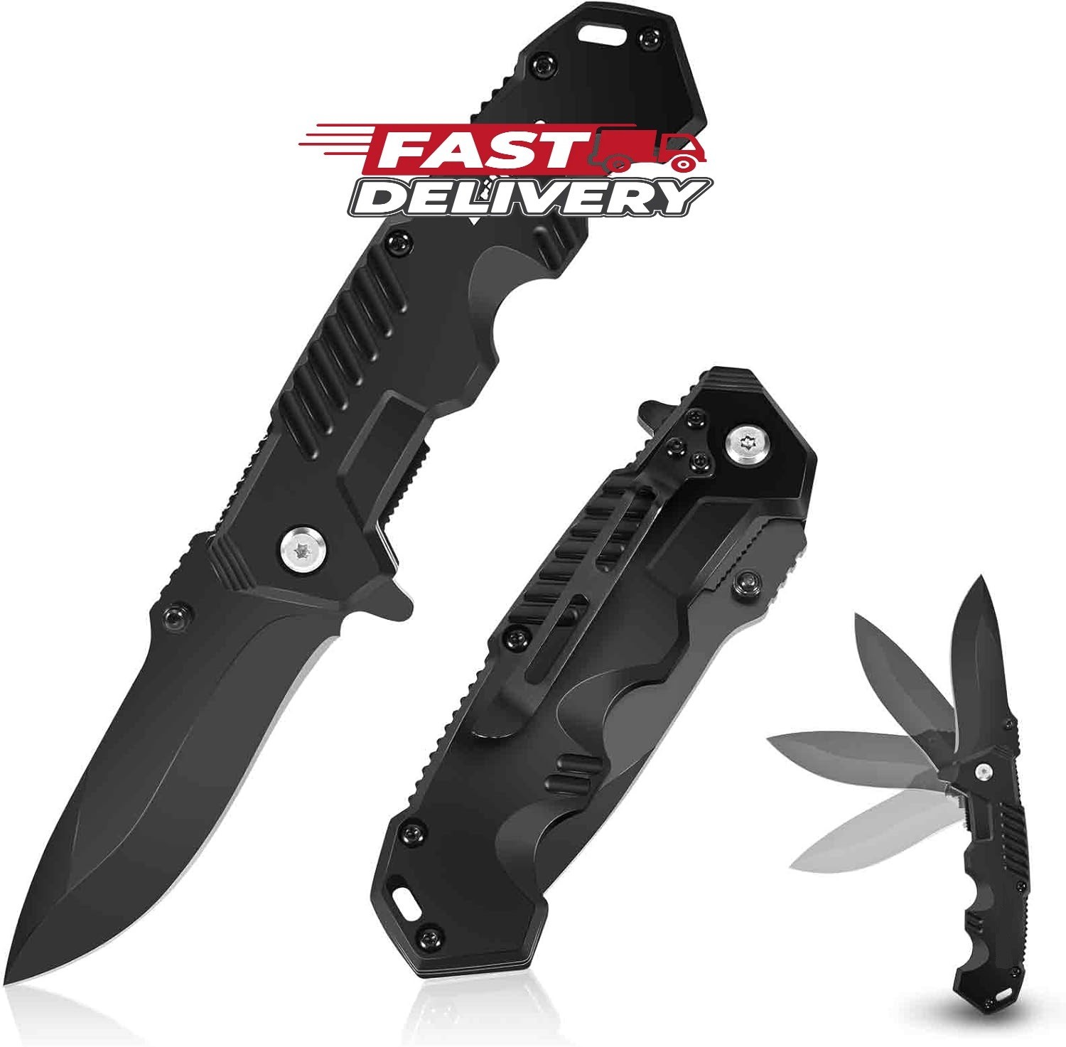 Cuchillo Plegable de Bolsillo Acero Inoxidable para Camping Caza y Supervivencia