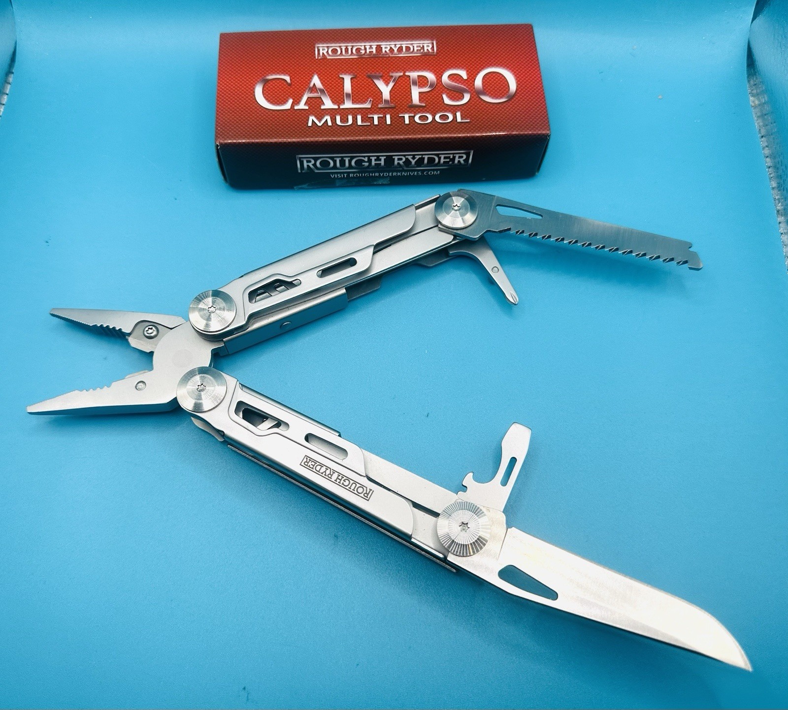 Rough Ryder 2515 Calypso Multi-tool D2 KNIFE BLADE Stainless Steel Handle NICE!