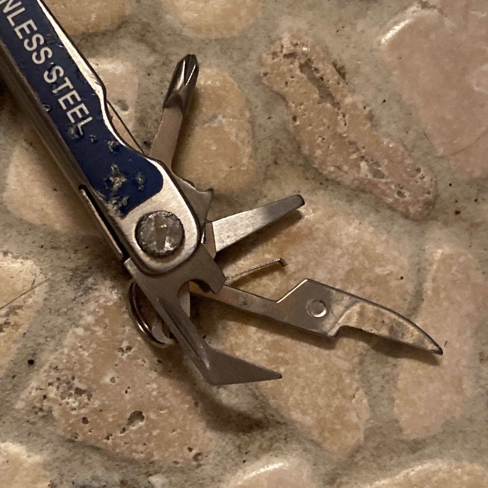 Helping Hand stainless steel blue mini Pocket Key Chain multi tool 10 Tools