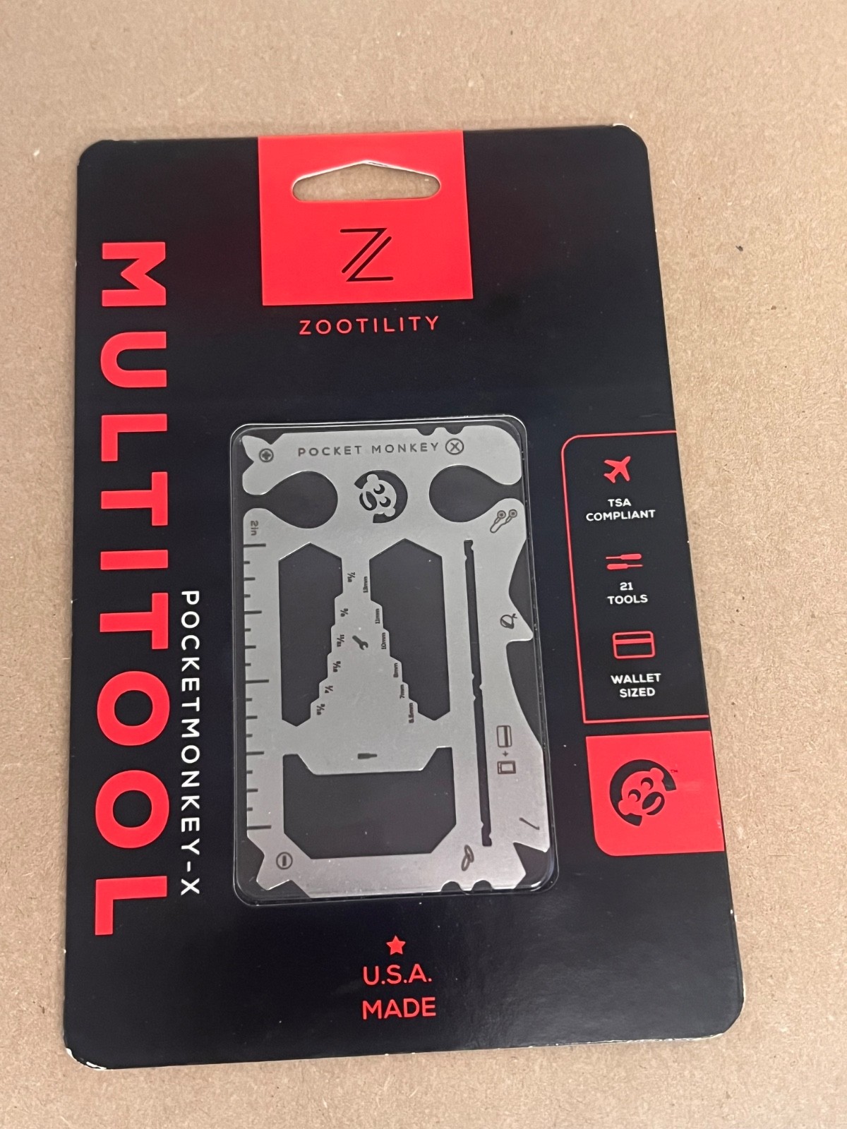 Zootility PocketMonkey Multi-Tool Really Thin Multi Tool, New In Package