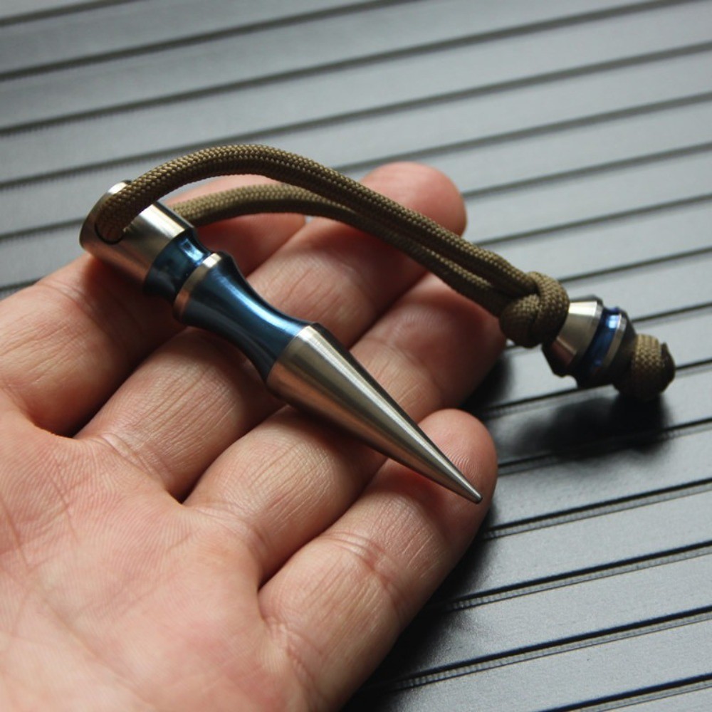 TC4 Titanium Alloy EDC Bead Flame Treated Lanyard Pendant For Knife Paracord DIY