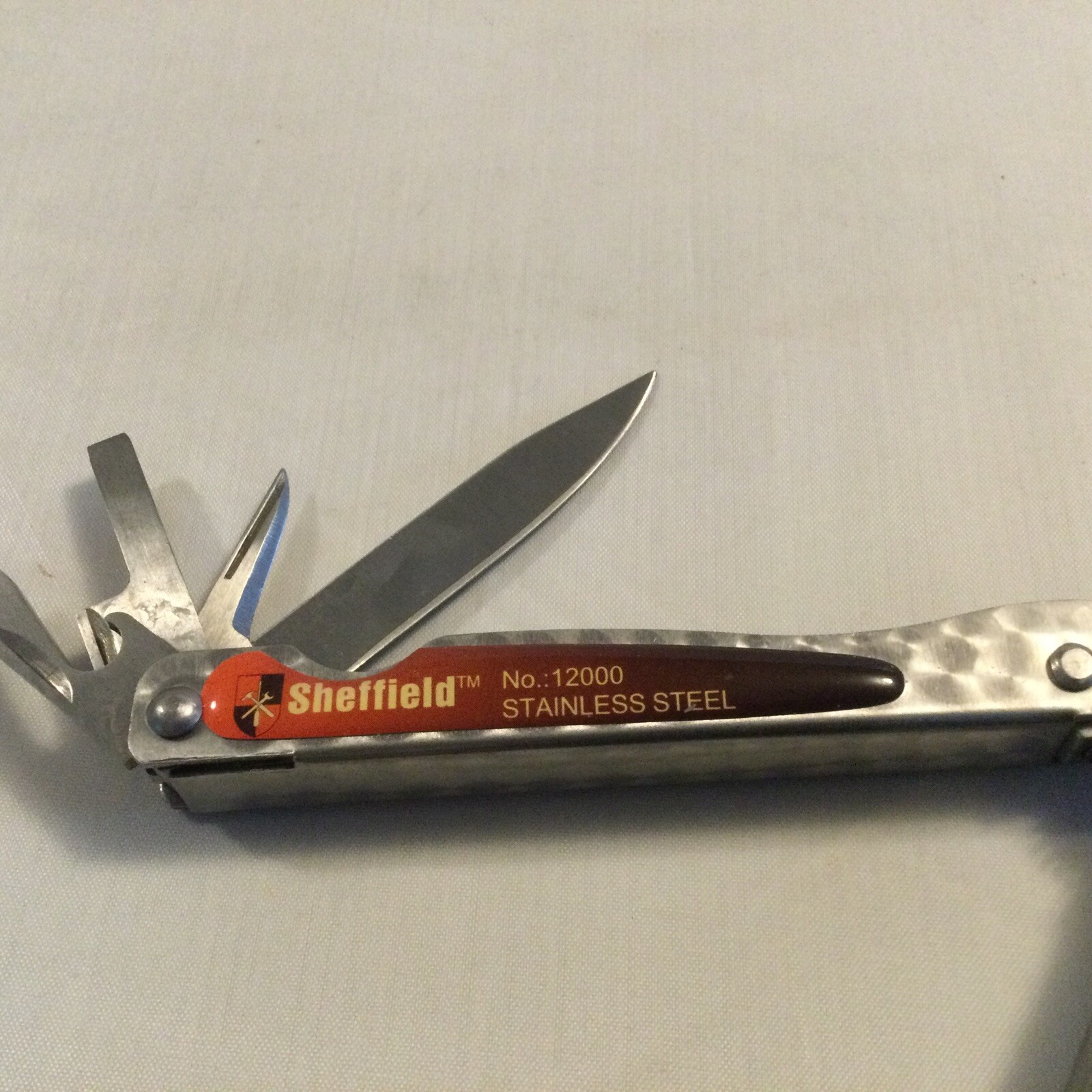 Sheffield #12000 Stainless Steel Multi Tool Pliers Knife Scaler With Belt Case