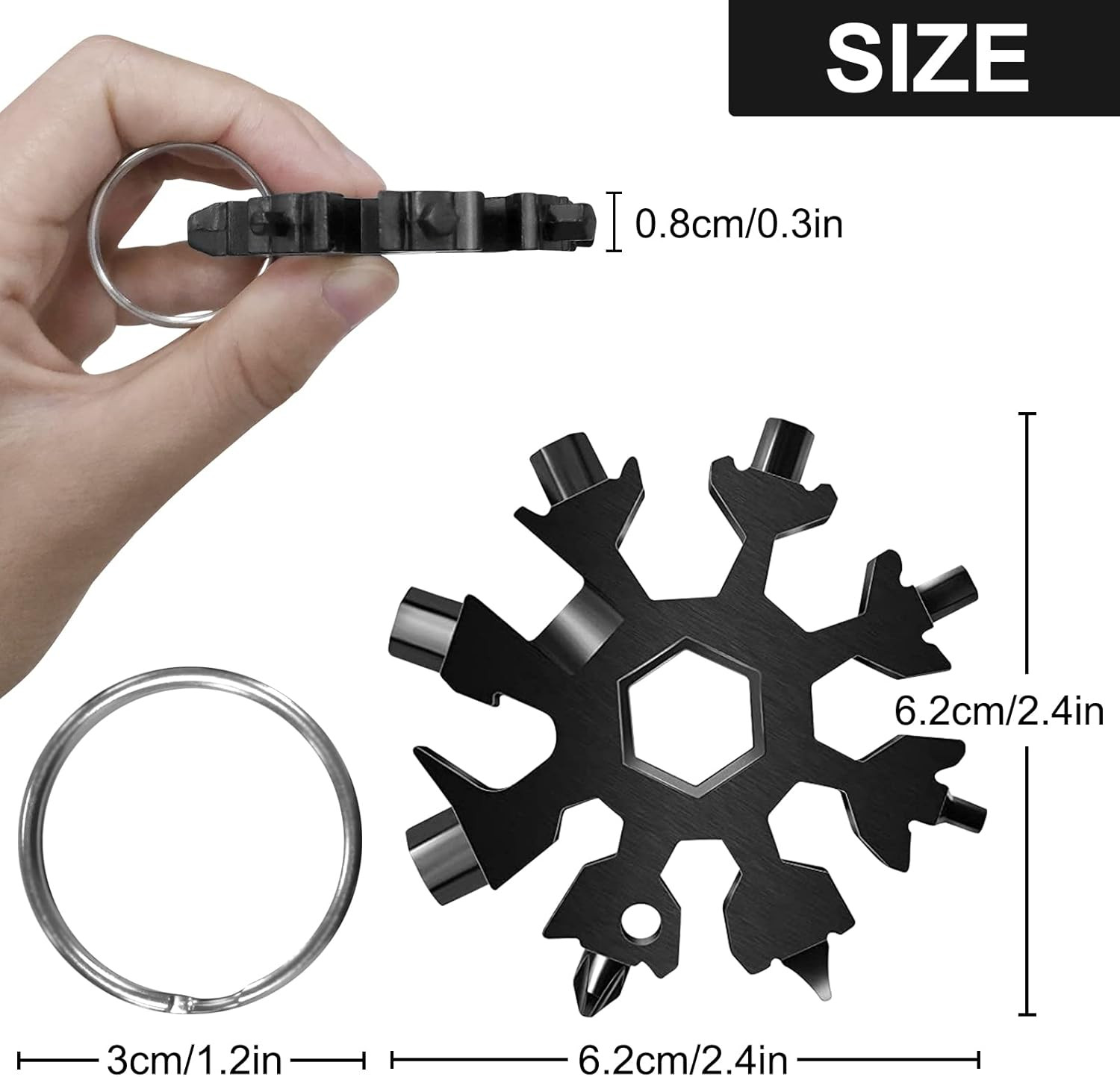 18-In-1 Snowflake Multitool, 12 Packs Stainless Steel Snowflake Wrench/Bottle Op