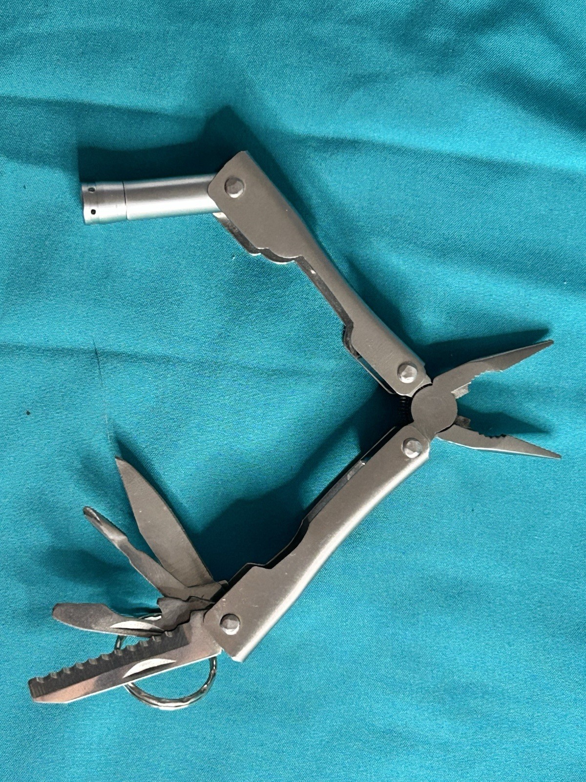 Lot of 2 Keychain Multi-Tools GRIP 6-in-1 LED Torch Tool Micro Folding Pliers