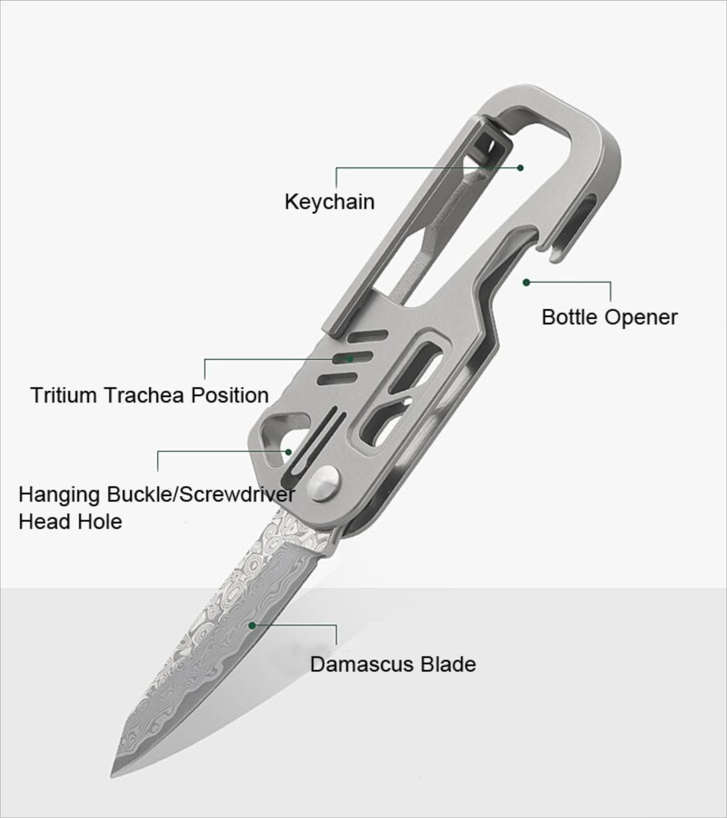 EDC Lsand Alloy Damascus Blade keychain Outdoor Portable Folding Multi-Tools