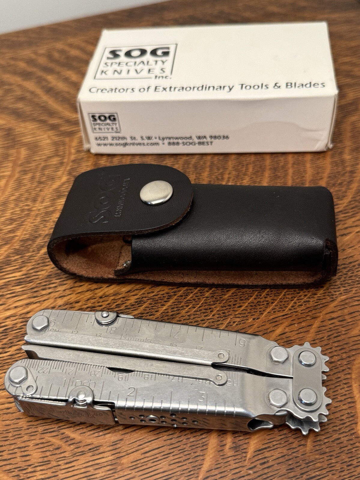 VINTAGE EARLY SOG POWER LOCK S60 UNUSED IN BOX/CASE MULTI TOOL KNIFE LYNNWOOD WA