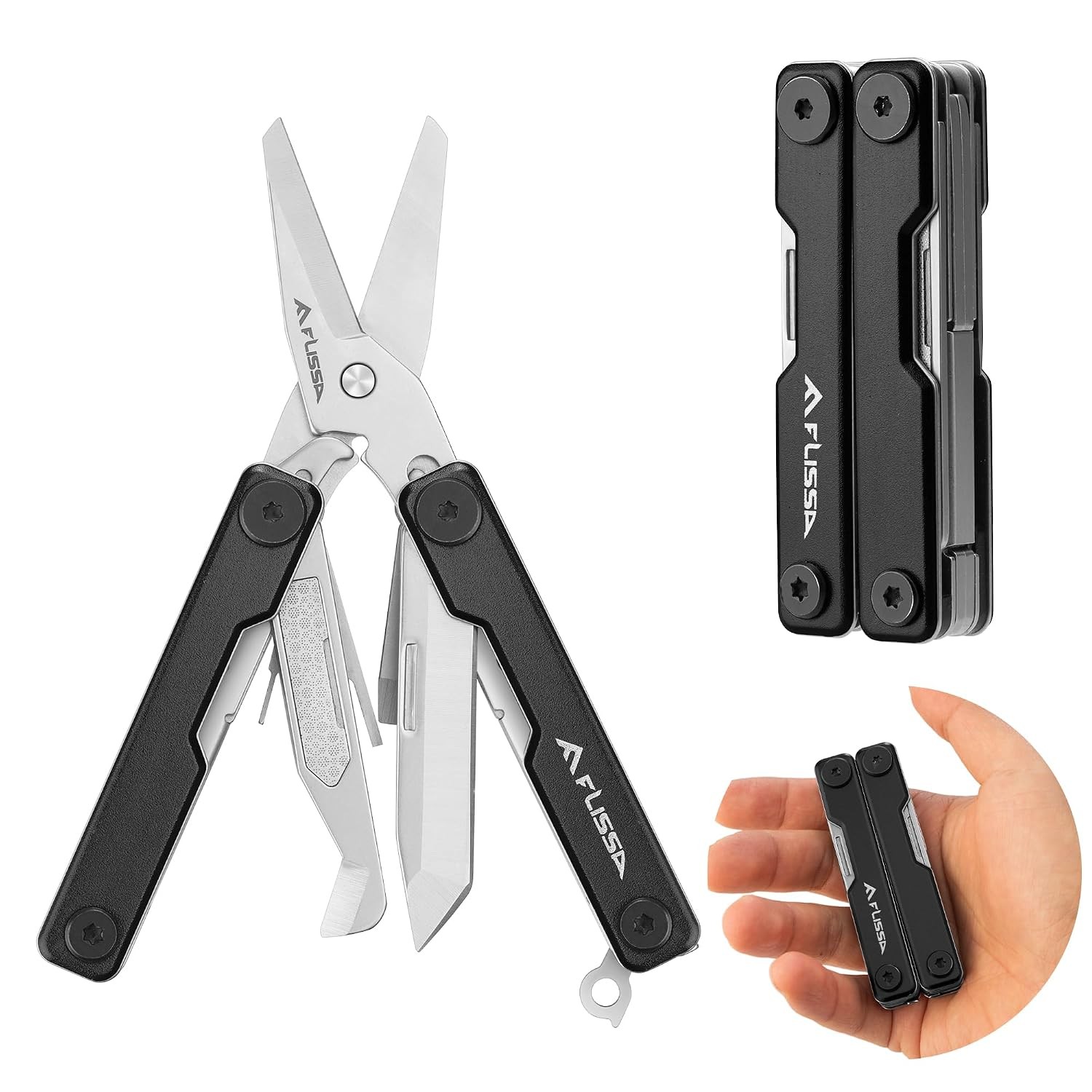 11in1 Multitool Scissors with Knife Foldable Stainless Steel Mini Multitool