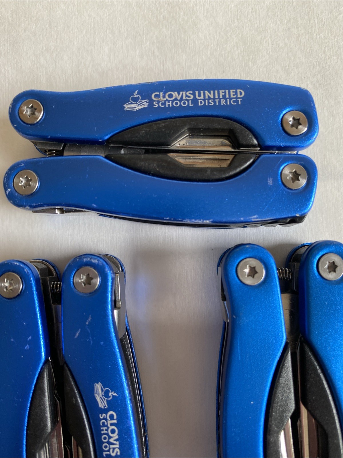 Lot of 4 Blue KAG & Unbranded Mini Multitools Knife Folding Pliers Camp Hike