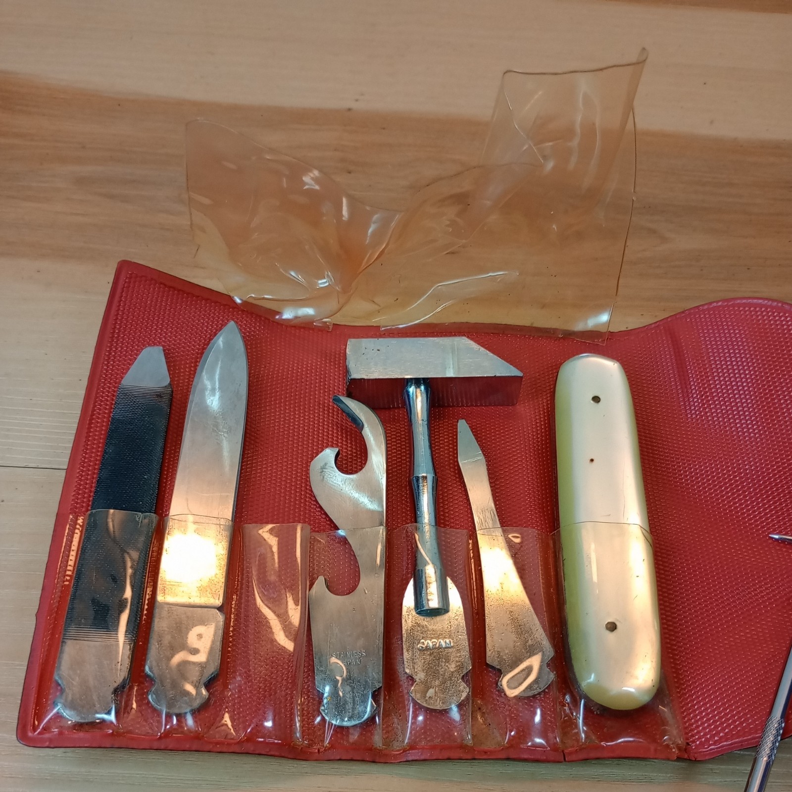Vtg Multi Purpose Tool Kit Pocket Size Knife Interchangeable 6pc Stainless Japan