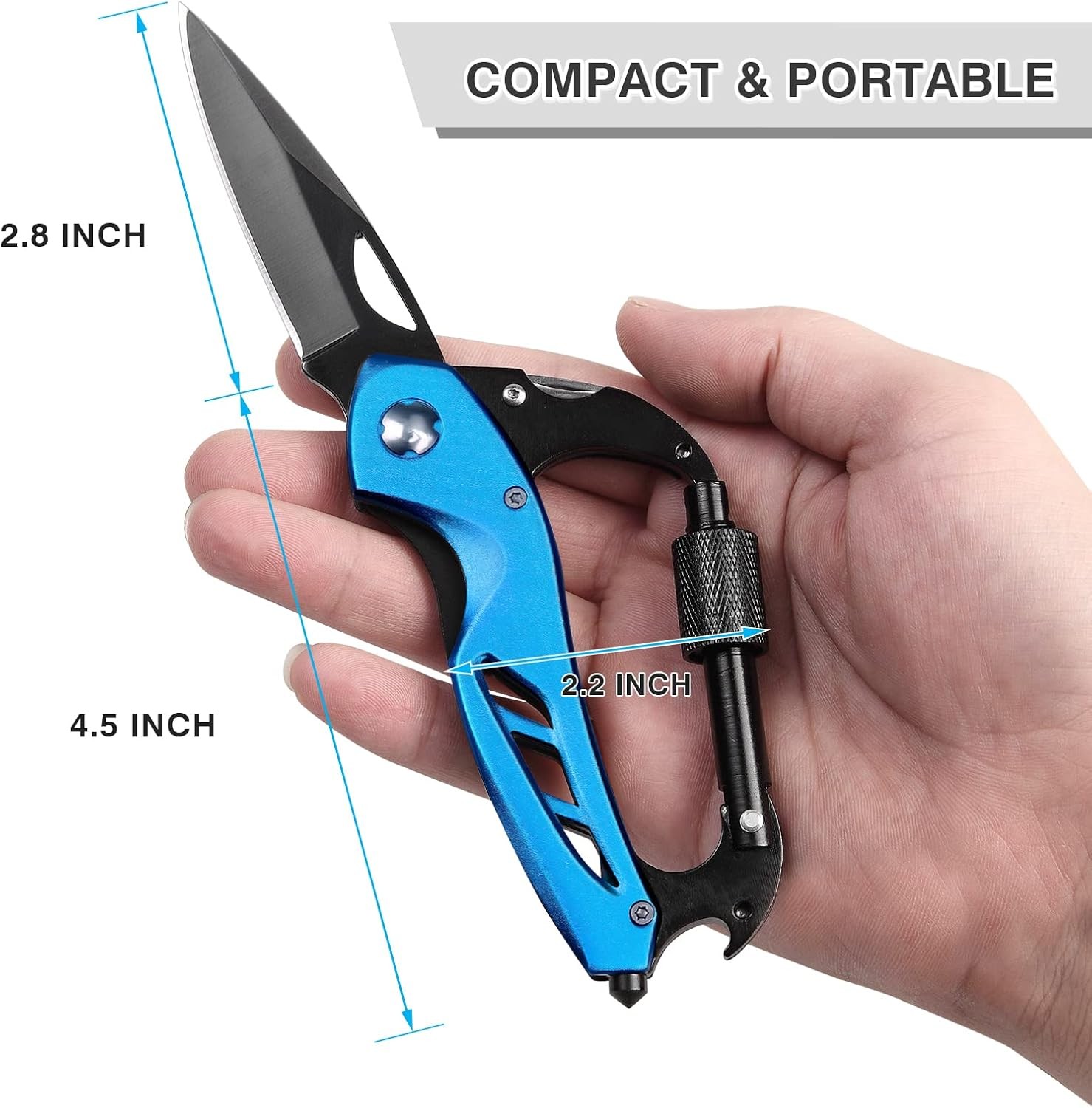 EDC Multitool Carabiner with Knife, Bottle Opener, Window Breaker and