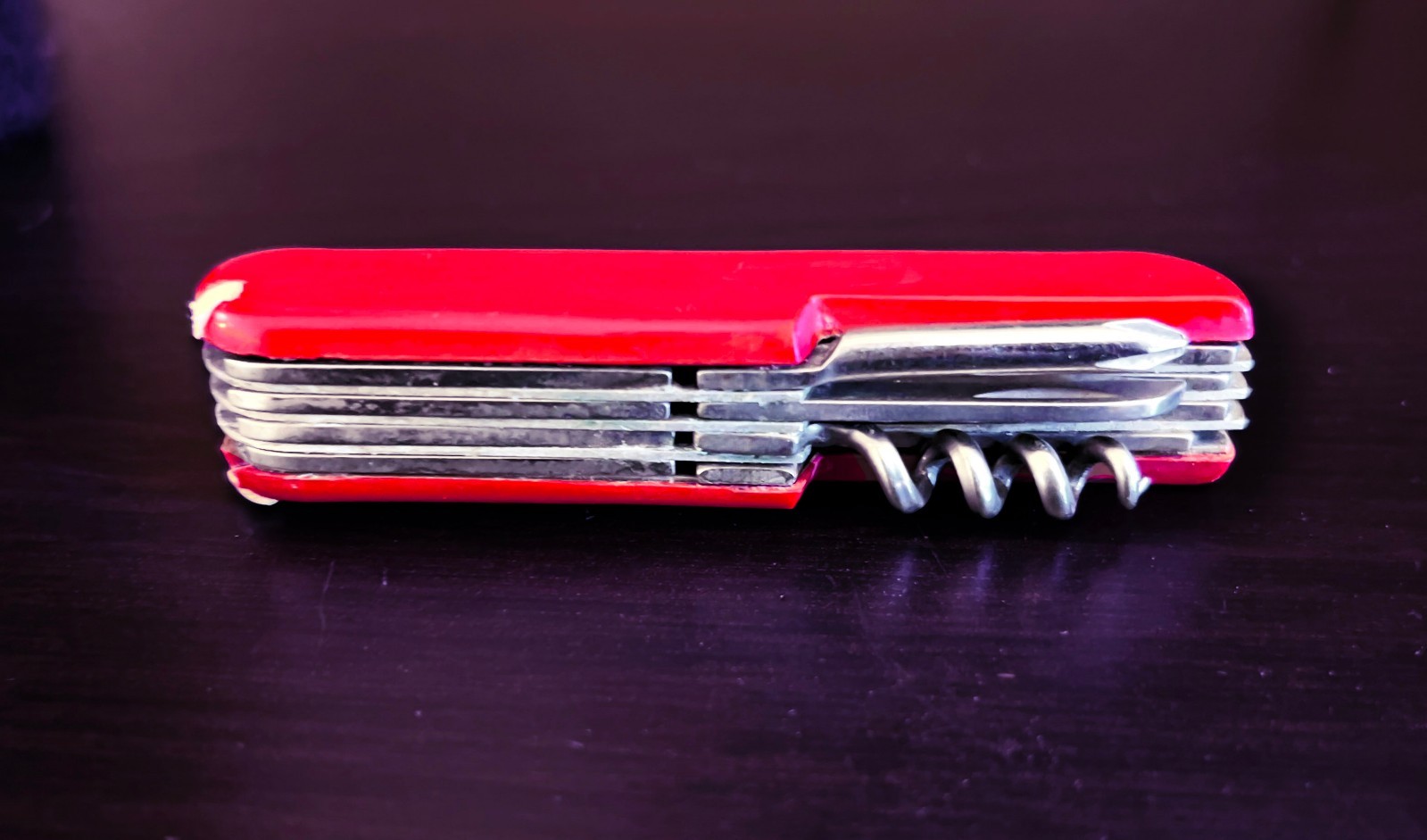 Vintage 3.5″ Red 7-in-One Multi-Tool Folding Pocket Knife
